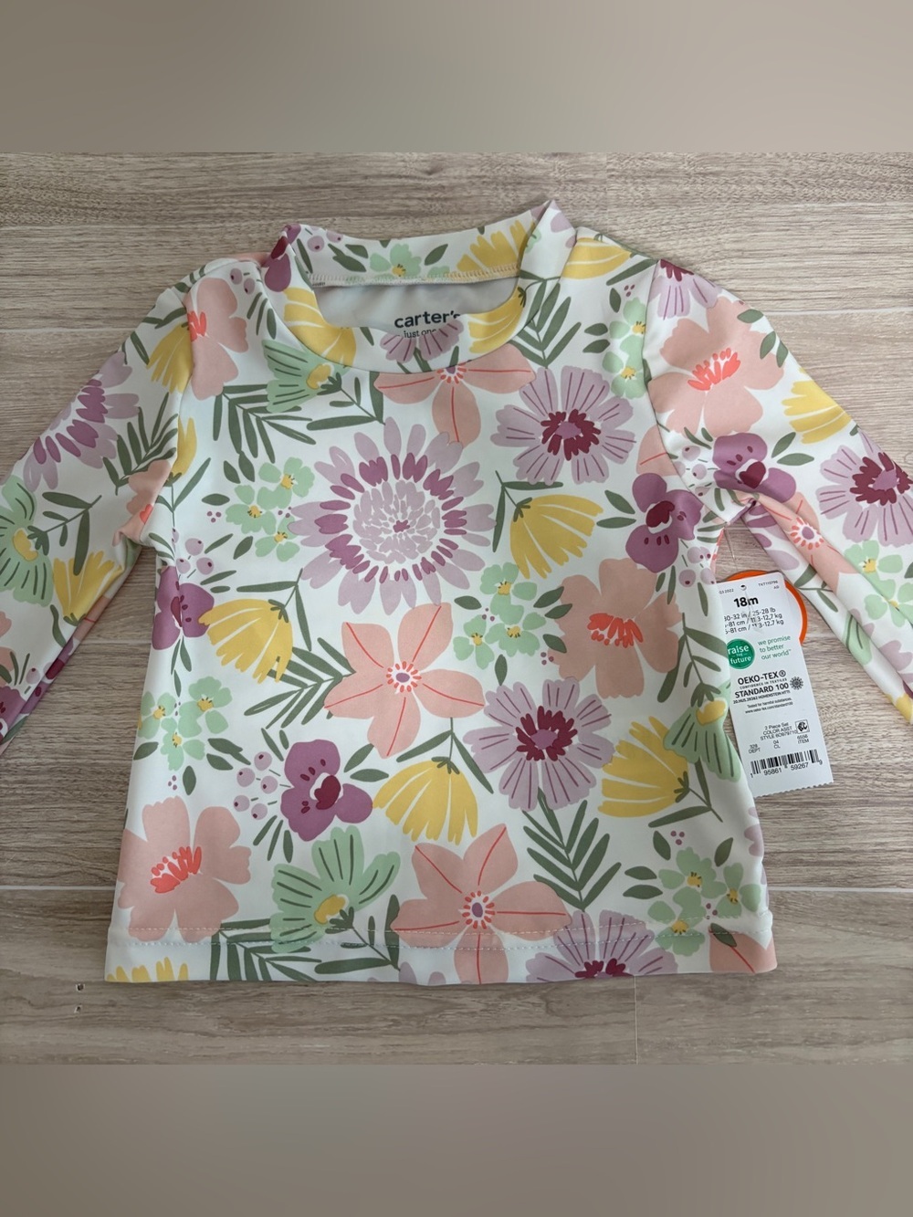 Carters Pink Floral UPF 50+ Swim Top